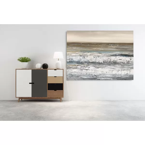 Yihui Arts Coastal Wall Art For Living Room Hand Painted Blue And White Conch Oil Painting Pictures Home Decoration