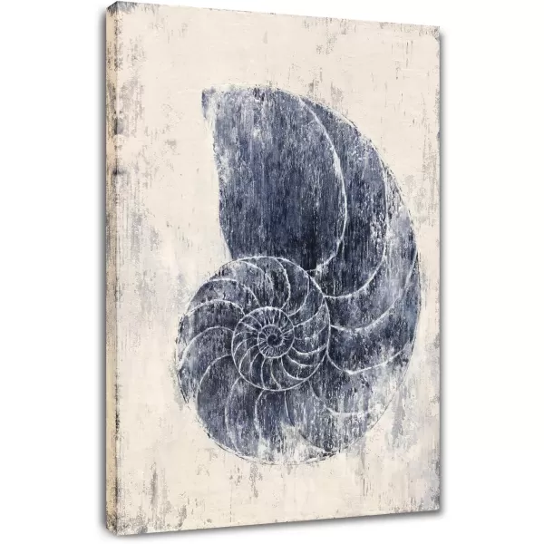 Yihui Arts Coastal Wall Art For Living Room Hand Painted Blue And White Conch Oil Painting Pictures Home Decoration