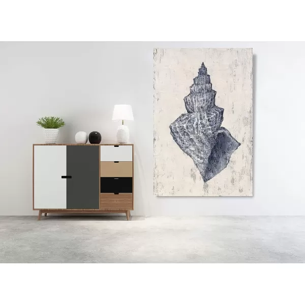 Yihui Arts Coastal Wall Art For Living Room Hand Painted Blue And White Conch Oil Painting Pictures Home Decoration
