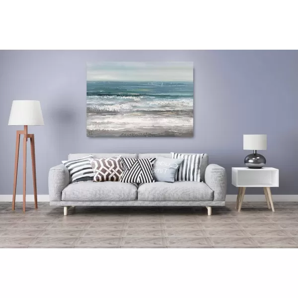 Yihui Arts Coastal Wall Art For Living Room Hand Painted Blue And White Conch Oil Painting Pictures Home Decoration