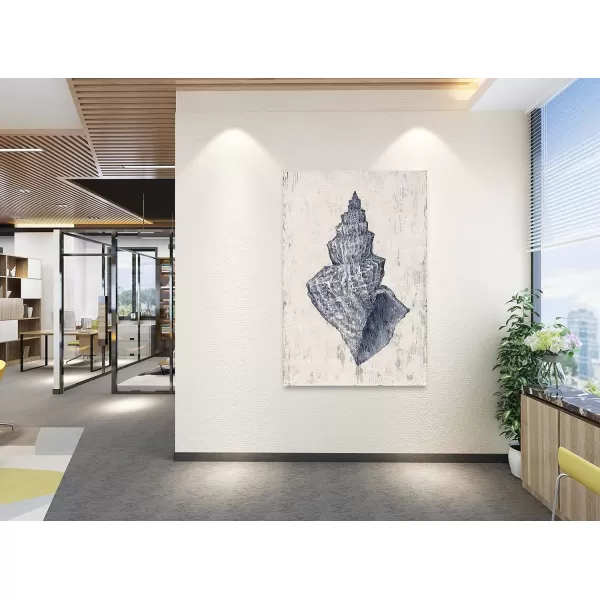 Yihui Arts Coastal Wall Art For Living Room Hand Painted Blue And White Conch Oil Painting Pictures Home Decoration