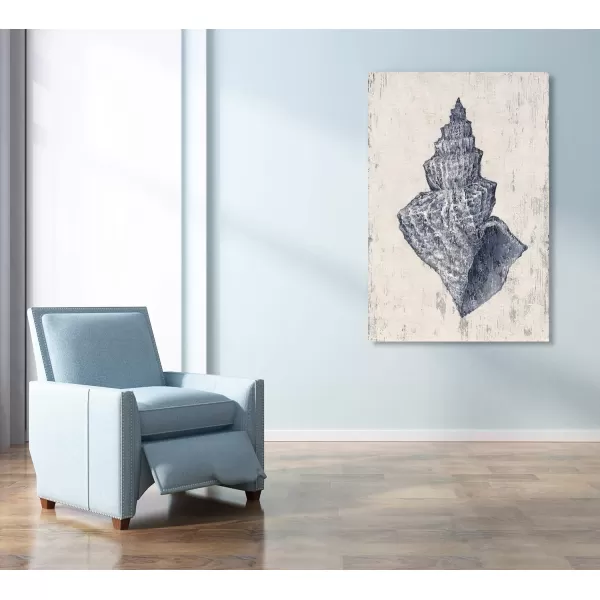 Yihui Arts Coastal Wall Art For Living Room Hand Painted Blue And White Conch Oil Painting Pictures Home Decoration