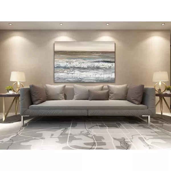 Yihui Arts Coastal Wall Art For Living Room Hand Painted Blue And White Conch Oil Painting Pictures Home Decoration