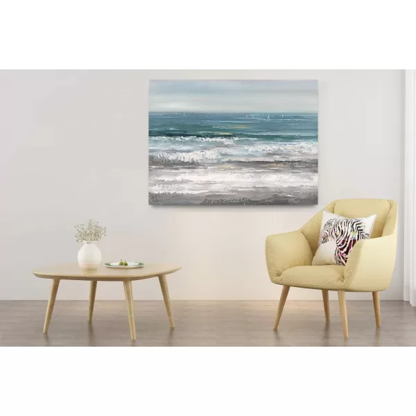 Yihui Arts Coastal Wall Art For Living Room Hand Painted Blue And White Conch Oil Painting Pictures Home Decoration