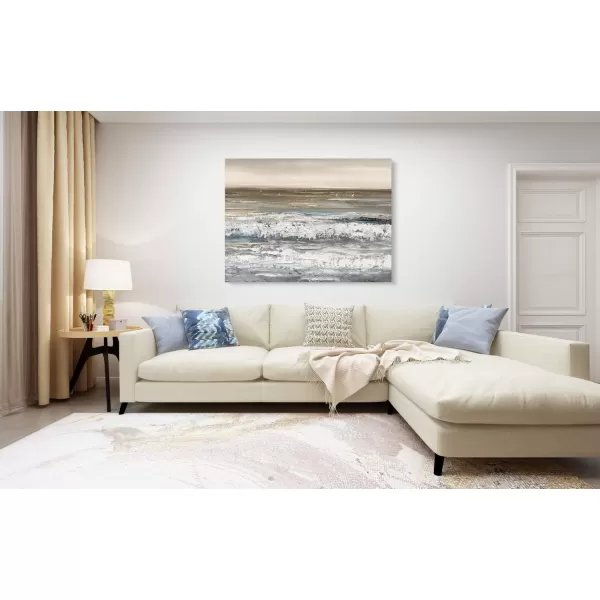 Yihui Arts Coastal Wall Art For Living Room Hand Painted Blue And White Conch Oil Painting Pictures Home Decoration