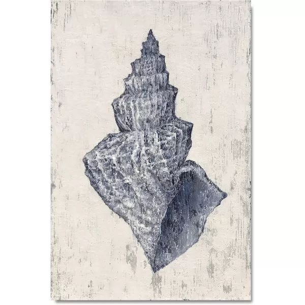 Yihui Arts Coastal Wall Art For Living Room Hand Painted Blue And White Conch Oil Painting Pictures Home Decoration