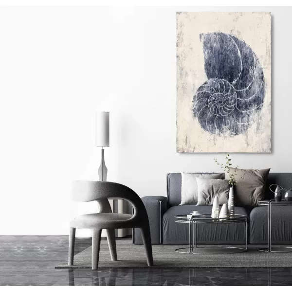 Yihui Arts Coastal Wall Art For Living Room Hand Painted Blue And White Conch Oil Painting Pictures Home Decoration