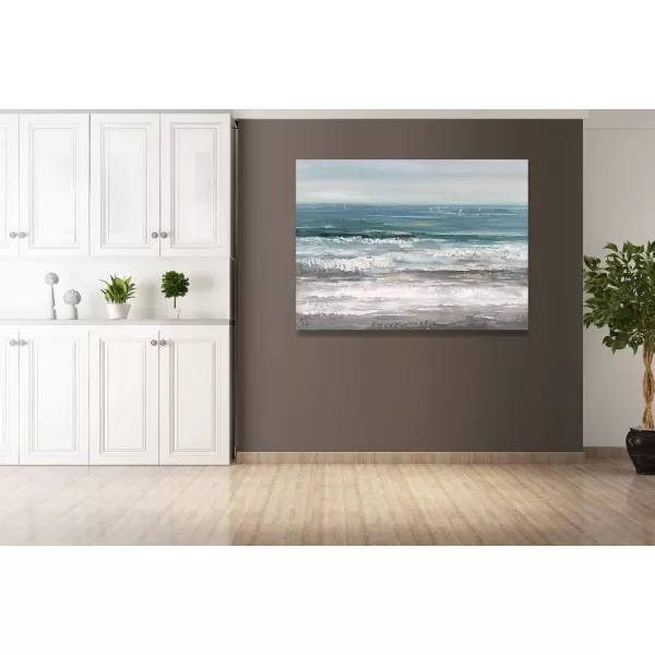 Yihui Arts Coastal Wall Art For Living Room Hand Painted Blue And White Conch Oil Painting Pictures Home Decoration