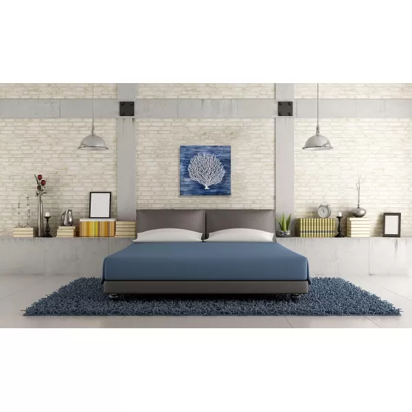 Yihui Arts Coastal Wall Art Hand Painted Navy Blue and White Tree Pictures Modern Abstract Canvas Artwork for Living Room Bedroom Dinning Decoration