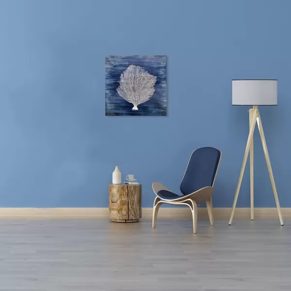 Yihui Arts Coastal Wall Art Hand Painted Navy Blue and White Tree Pictures Modern Abstract Canvas Artwork for Living Room Bedroom Dinning Decoration