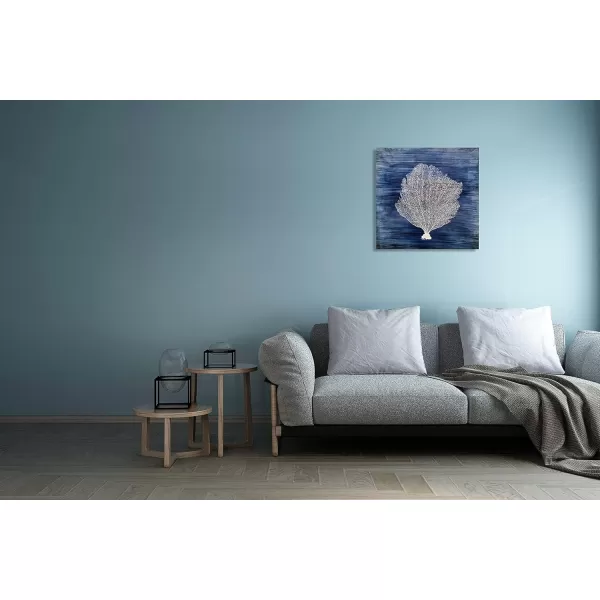 Yihui Arts Coastal Wall Art Hand Painted Navy Blue and White Tree Pictures Modern Abstract Canvas Artwork for Living Room Bedroom Dinning Decoration
