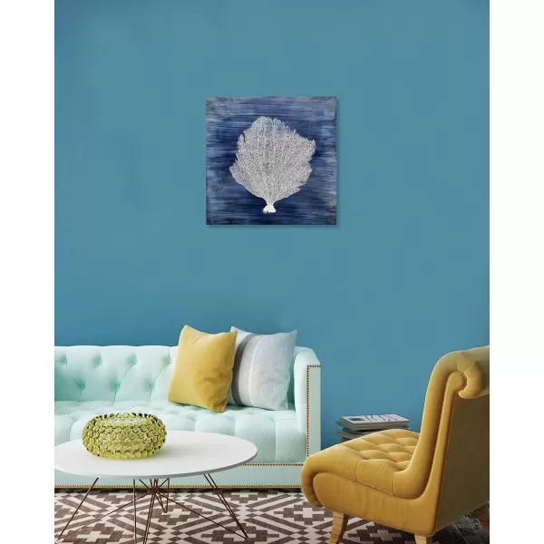Yihui Arts Coastal Wall Art Hand Painted Navy Blue and White Tree Pictures Modern Abstract Canvas Artwork for Living Room Bedroom Dinning Decoration