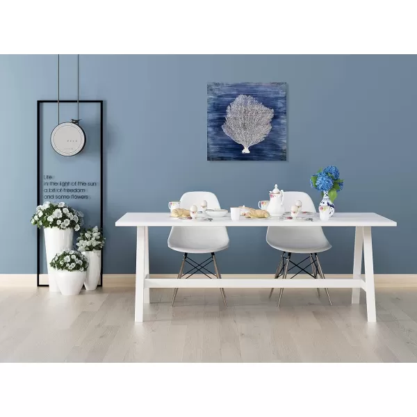 Yihui Arts Coastal Wall Art Hand Painted Navy Blue and White Tree Pictures Modern Abstract Canvas Artwork for Living Room Bedroom Dinning Decoration