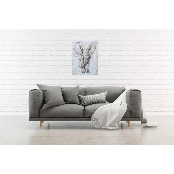 Yihui Arts Elephant Wall Art - Vertical Canvas Oil Paintings - Giant Gray and White Animal Pictures for Bathroom Livingroom Hallway Decor
