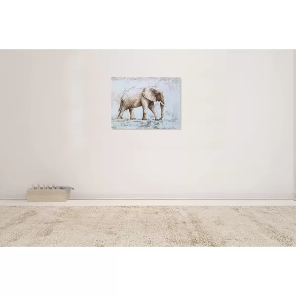 Yihui Arts Elephant Wall Art - Vertical Canvas Oil Paintings - Giant Gray and White Animal Pictures for Bathroom Livingroom Hallway Decor