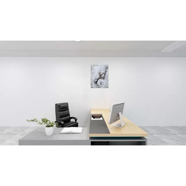Yihui Arts Elephant Wall Art - Vertical Canvas Oil Paintings - Giant Gray and White Animal Pictures for Bathroom Livingroom Hallway Decor