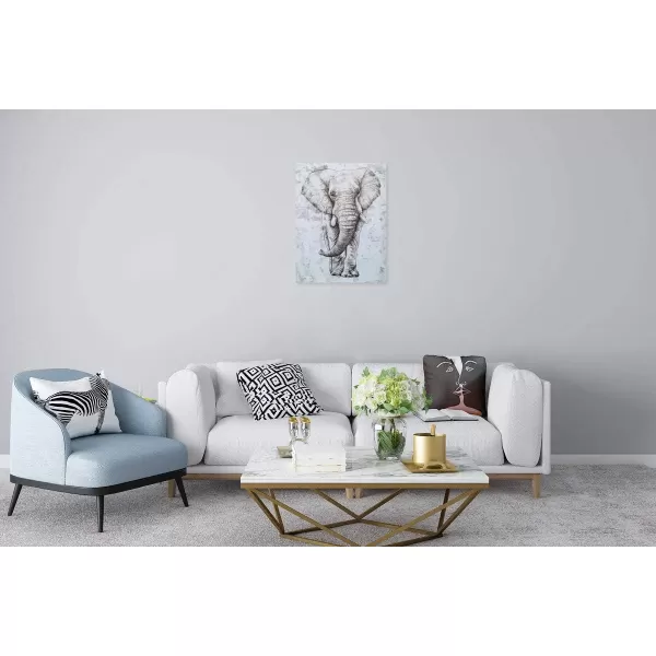 Yihui Arts Elephant Wall Art - Vertical Canvas Oil Paintings - Giant Gray and White Animal Pictures for Bathroom Livingroom Hallway Decor