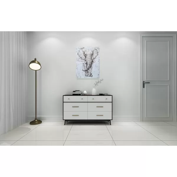 Yihui Arts Elephant Wall Art - Vertical Canvas Oil Paintings - Giant Gray and White Animal Pictures for Bathroom Livingroom Hallway Decor