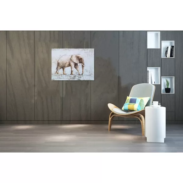 Yihui Arts Elephant Wall Art - Vertical Canvas Oil Paintings - Giant Gray and White Animal Pictures for Bathroom Livingroom Hallway Decor