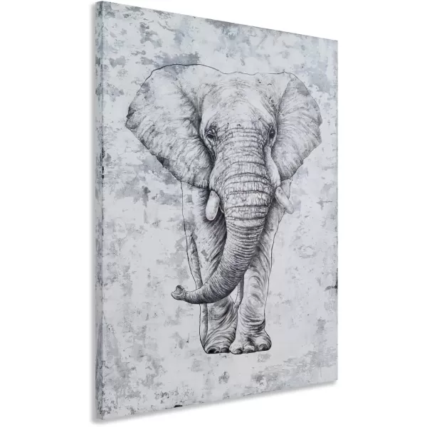 Yihui Arts Elephant Wall Art - Vertical Canvas Oil Paintings - Giant Gray and White Animal Pictures for Bathroom Livingroom Hallway Decor
