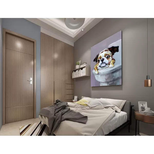 Yihui Arts Elephant Wall Art - Vertical Canvas Oil Paintings - Giant Gray and White Animal Pictures for Bathroom Livingroom Hallway Decor