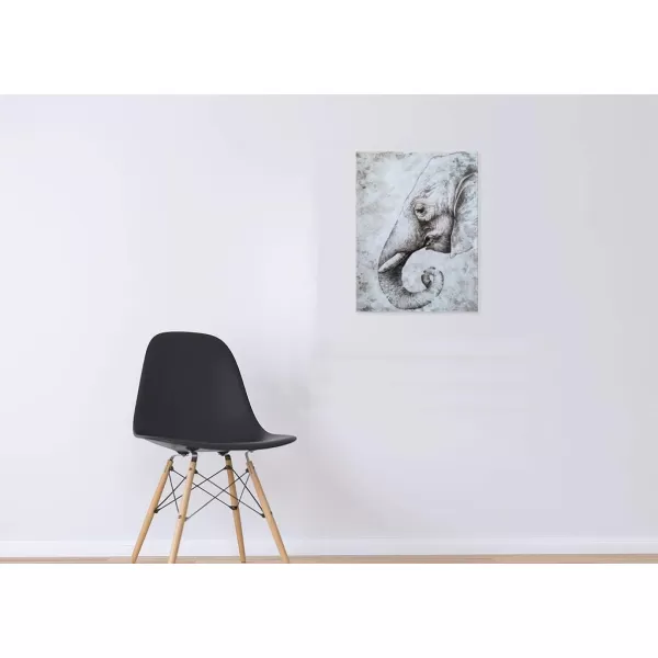 Yihui Arts Elephant Wall Art - Vertical Canvas Oil Paintings - Giant Gray and White Animal Pictures for Bathroom Livingroom Hallway Decor