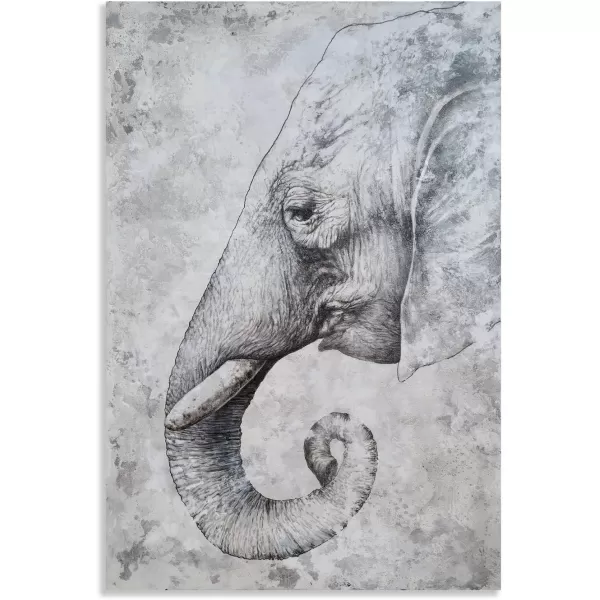 Yihui Arts Elephant Wall Art - Vertical Canvas Oil Paintings - Giant Gray and White Animal Pictures for Bathroom Livingroom Hallway Decor