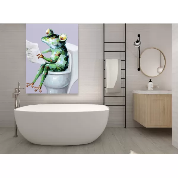 Yihui Arts Elephant Wall Art - Vertical Canvas Oil Paintings - Giant Gray and White Animal Pictures for Bathroom Livingroom Hallway Decor