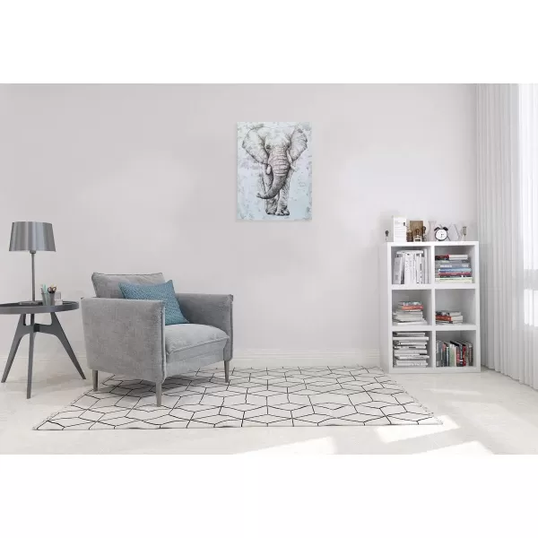 Yihui Arts Elephant Wall Art - Vertical Canvas Oil Paintings - Giant Gray and White Animal Pictures for Bathroom Livingroom Hallway Decor