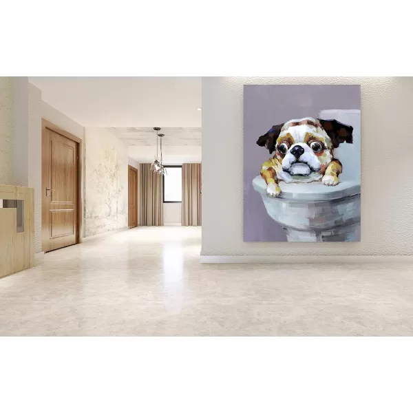 Yihui Arts Elephant Wall Art - Vertical Canvas Oil Paintings - Giant Gray and White Animal Pictures for Bathroom Livingroom Hallway Decor