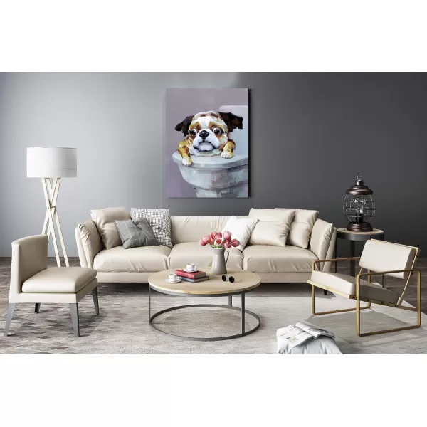 Yihui Arts Elephant Wall Art - Vertical Canvas Oil Paintings - Giant Gray and White Animal Pictures for Bathroom Livingroom Hallway Decor