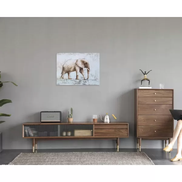 Yihui Arts Elephant Wall Art - Vertical Canvas Oil Paintings - Giant Gray and White Animal Pictures for Bathroom Livingroom Hallway Decor