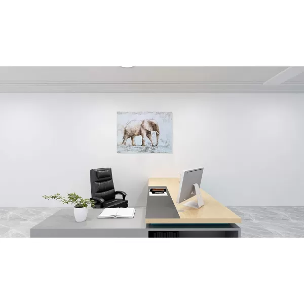 Yihui Arts Elephant Wall Art - Vertical Canvas Oil Paintings - Giant Gray and White Animal Pictures for Bathroom Livingroom Hallway Decor