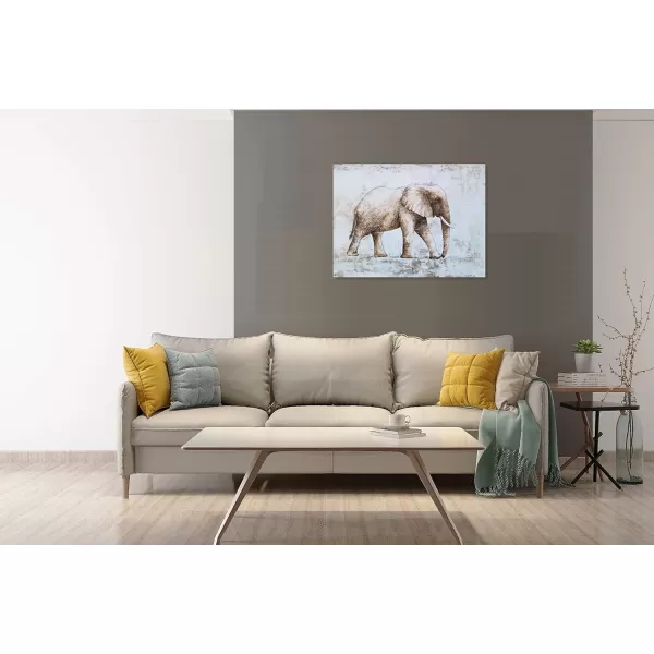 Yihui Arts Elephant Wall Art - Vertical Canvas Oil Paintings - Giant Gray and White Animal Pictures for Bathroom Livingroom Hallway Decor