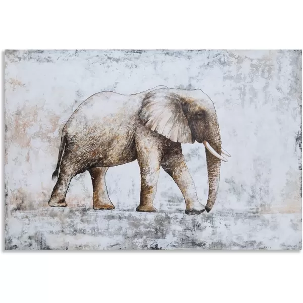 Yihui Arts Elephant Wall Art - Vertical Canvas Oil Paintings - Giant Gray and White Animal Pictures for Bathroom Livingroom Hallway Decor