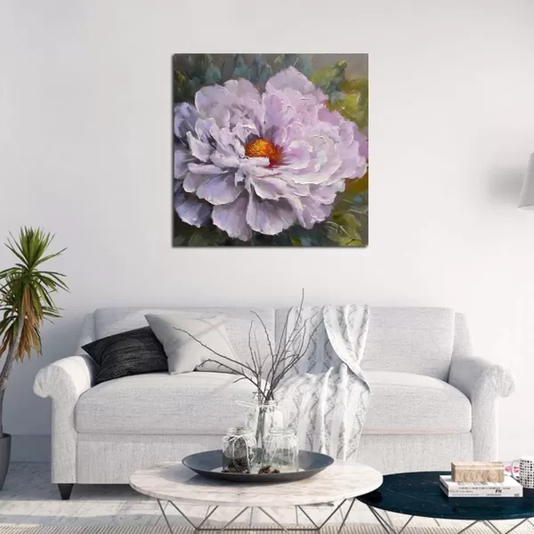 Yihui Arts Flower Canvas Wall Art Hand Painted Aesthetic Paintings Abstract Square Artworks Pictures for Living Room Bedroom Decoration