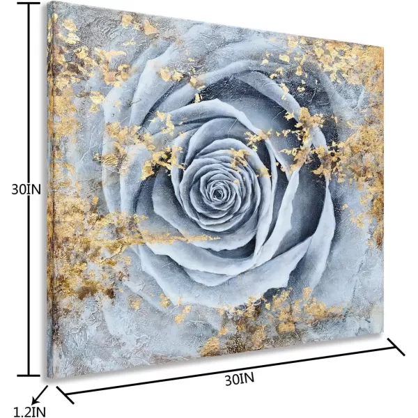 Yihui Arts Flower Canvas Wall Art Hand Painted Aesthetic Paintings Abstract Square Artworks Pictures for Living Room Bedroom Decoration