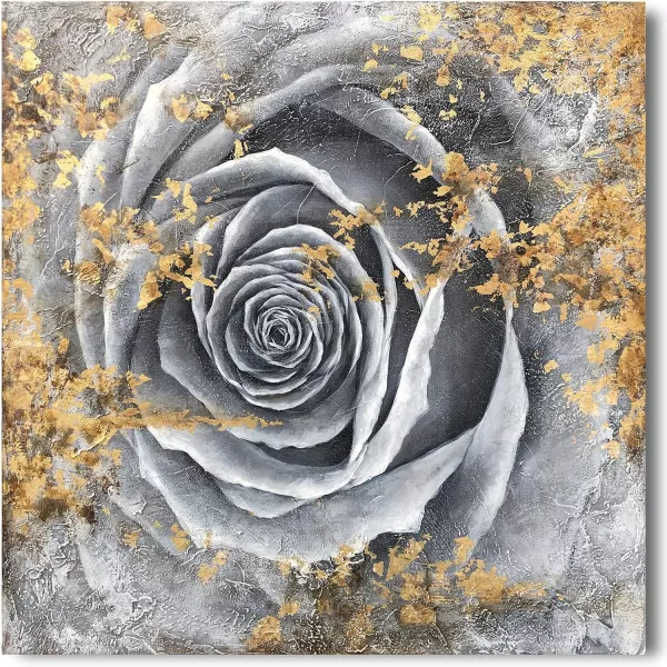 Yihui Arts Flower Canvas Wall Art Hand Painted Aesthetic Paintings Abstract Square Artworks Pictures for Living Room Bedroom Decoration