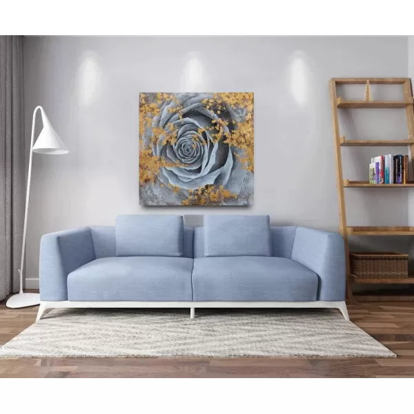 Yihui Arts Flower Canvas Wall Art Hand Painted Aesthetic Paintings Abstract Square Artworks Pictures for Living Room Bedroom Decoration