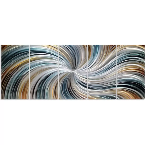 Yihui Arts Hand Crafted 3D Aluminum Metal Wall Art - Large Blue Teal Abstract Design Perfect for Fireplace,Hallway,Yoga Room Decor
