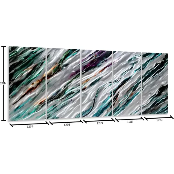 Yihui Arts Hand Crafted 3D Aluminum Metal Wall Art - Large Blue Teal Abstract Design Perfect for Fireplace,Hallway,Yoga Room Decor
