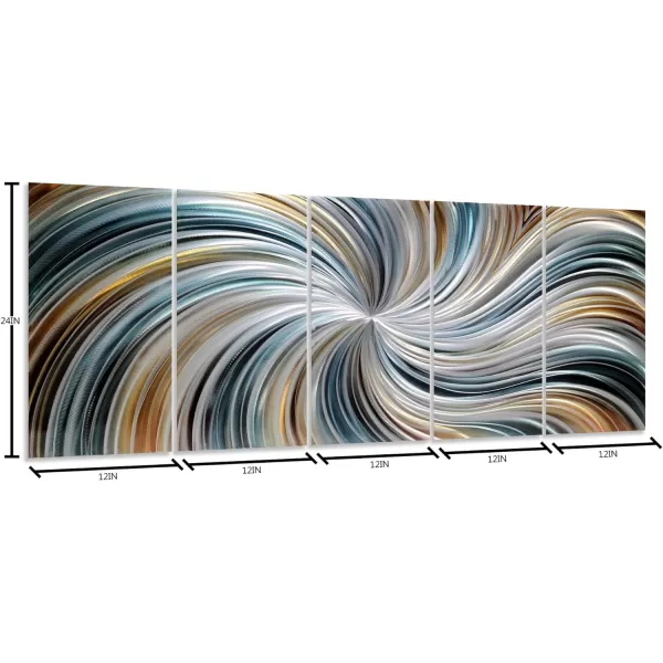 Yihui Arts Hand Crafted 3D Aluminum Metal Wall Art - Large Blue Teal Abstract Design Perfect for Fireplace,Hallway,Yoga Room Decor