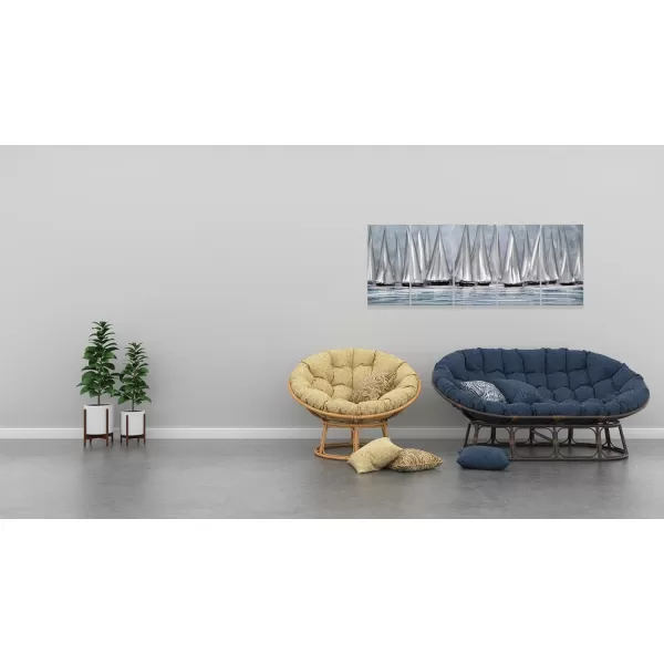 Yihui Arts Hand Crafted 3D Aluminum Metal Wall Art - Large Blue Teal Abstract Design Perfect for Fireplace,Hallway,Yoga Room Decor