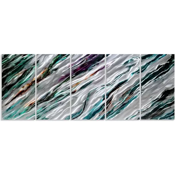 Yihui Arts Hand Crafted 3D Aluminum Metal Wall Art - Large Blue Teal Abstract Design Perfect for Fireplace,Hallway,Yoga Room Decor