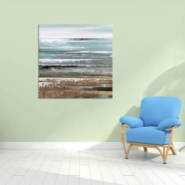 Yihui Arts Heron Canvas Wall Art - Blue and Grey Bird Paintings with Textured - Modern Coastal Pictures - Square Ocean Artwork for Living Room Bathroom Decor