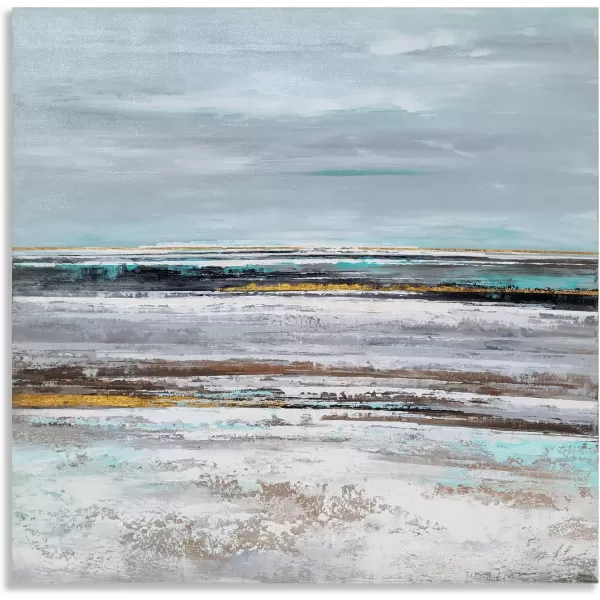 Yihui Arts Heron Canvas Wall Art - Blue and Grey Bird Paintings with Textured - Modern Coastal Pictures - Square Ocean Artwork for Living Room Bathroom Decor