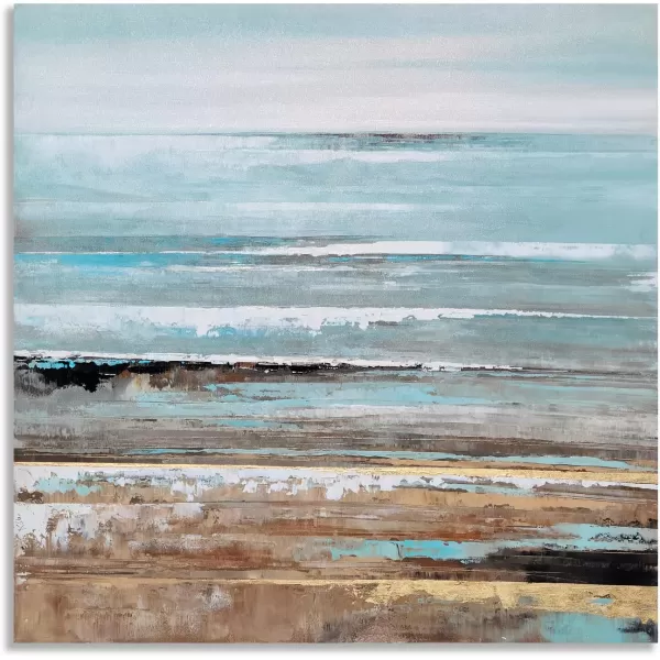 Yihui Arts Heron Canvas Wall Art - Blue and Grey Bird Paintings with Textured - Modern Coastal Pictures - Square Ocean Artwork for Living Room Bathroom Decor