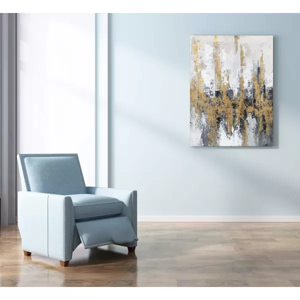 Yihui Arts Modern Abstract Chicago City Canvas Wall Art Painting with Gold Foil Hand Painted Skyline Pictures for Bedroom Decoration