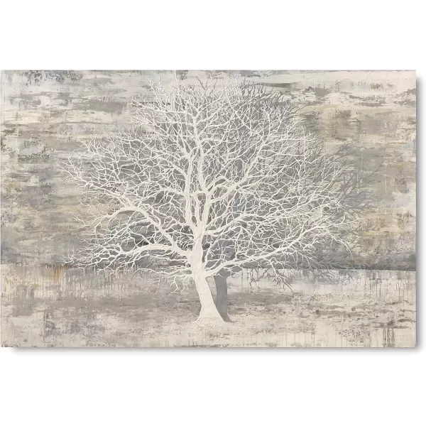 Yihui Arts Modern Birch Tree Canvas Wall Art With Textured Black and White Forest Painting on Canvas Pictures for Living Room Bedroom Bathroom Decoration