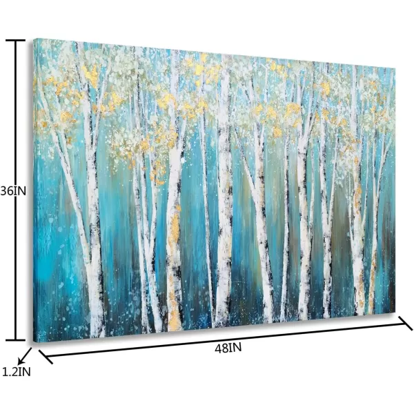Yihui Arts Modern Birch Tree Canvas Wall Art With Textured Black and White Forest Painting on Canvas Pictures for Living Room Bedroom Bathroom Decoration